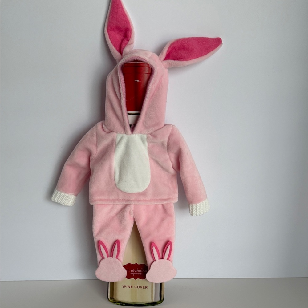 St. Nicholas Square Pink Bunny Wine Cover In Time for Easter